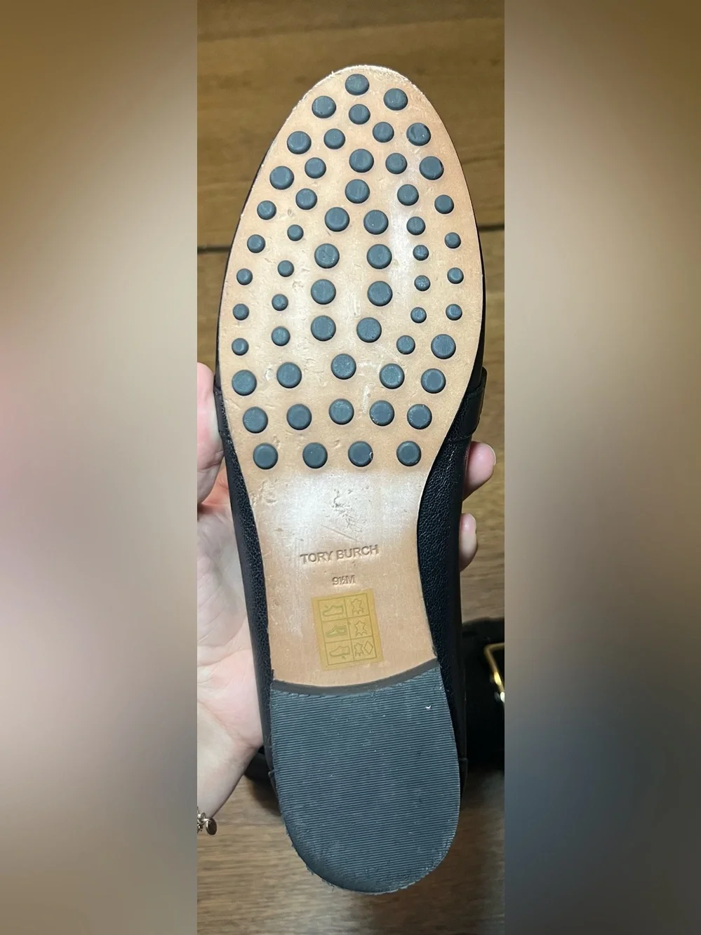 Tory Burch Georgia Loafer Leather Flat Shoe Perfect Black Size 9.5